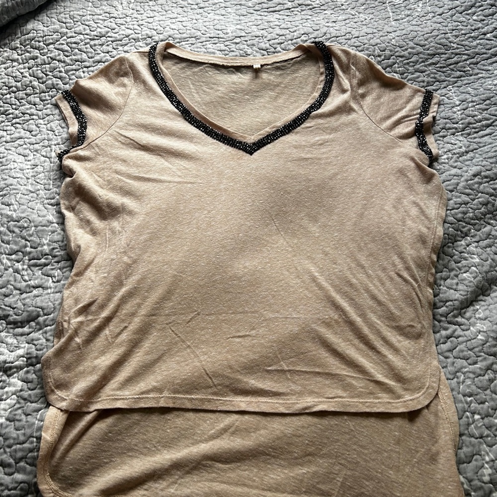 Guess Tan Cap Sleeve T-Shirt